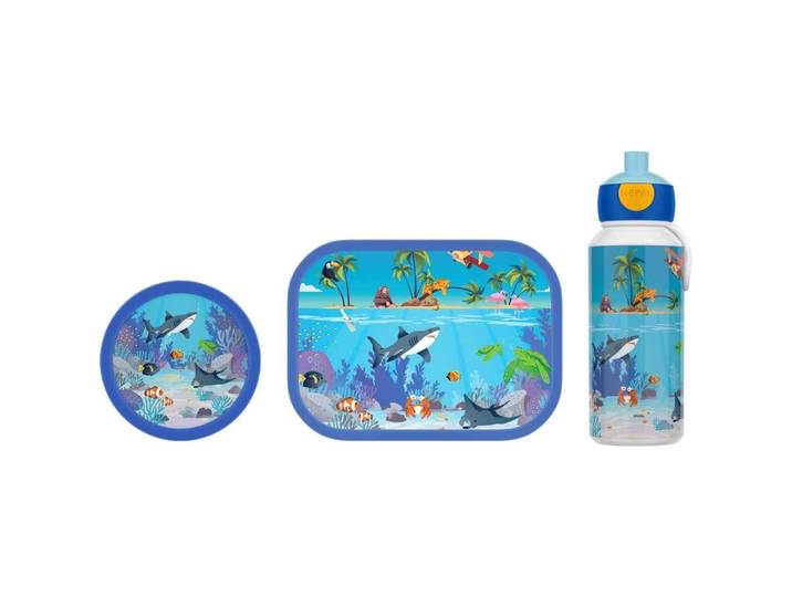 Mepal Lunchset Campus Tropical Ocean 3-tlg., Hellblau, Blau, Kunststoff, 2x2x2 cm, Küchenzubehör, Vorratsbehälter, Brotkästen