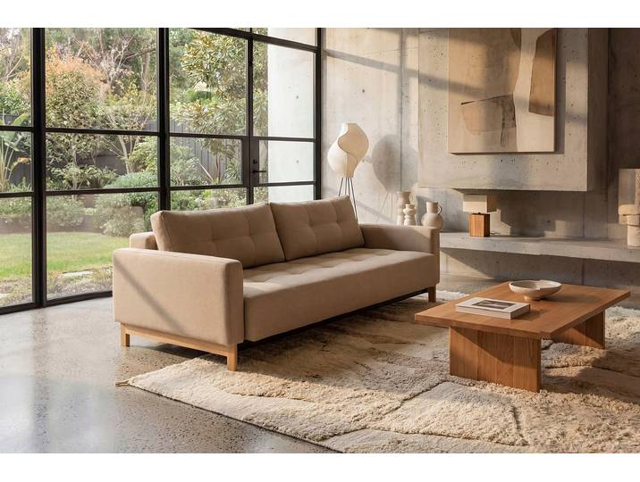 Schlafsofa, Polyester, Braun (Mocha) 232×114 cm, Extrabreite, Skandinavisch, Innovation Living