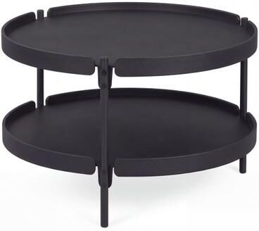 "Costway 24"" Round Coffee Table Plastic Side Table with Metal Legs-Black"