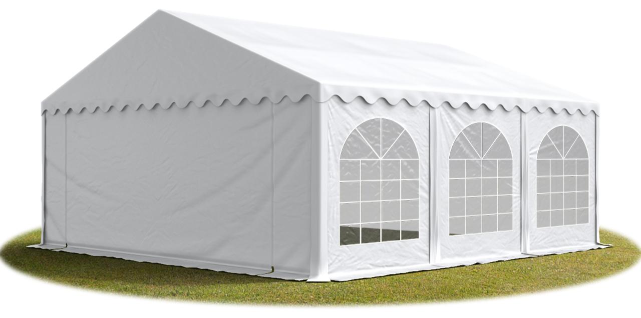 TOOLPORT 3x5 m Partyzelt, PVC-Plane 500 g/m², mit Bodenrahmen, weiß