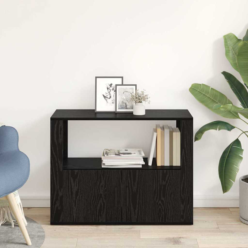 Alpen Home Sideboard Engineered Wood Indoor Cupboard Home Organiser Black Oak 80;60cm H X 80cm W X 30cm D