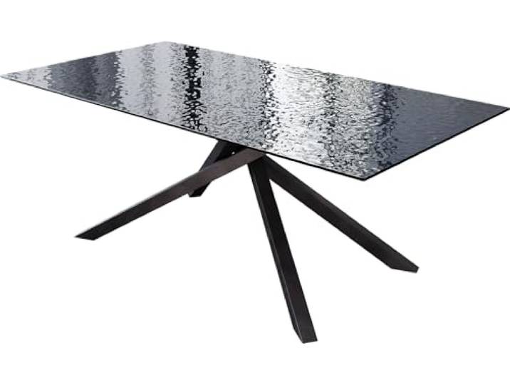 DELIFE Esszimmertisch Edge Reliefglas Rauchschwarz 3D-Design 200x100