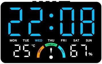 Uplift Picks Multifunction Digital Wall Clock With LED Display And Voice Control black blue