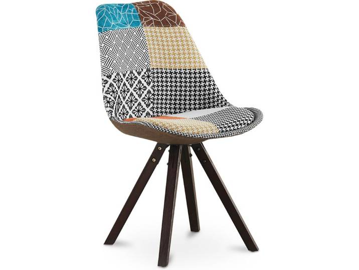 Chaise à manger Brielle design scandi rétro pieds foncés - multicolore premium - Patchwork Amy Multicolore