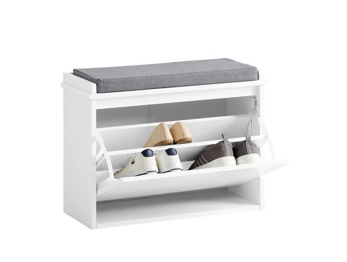 SCHUHSCHRANK Schmal, Schuhbank Weiß, 62x46x26 cm