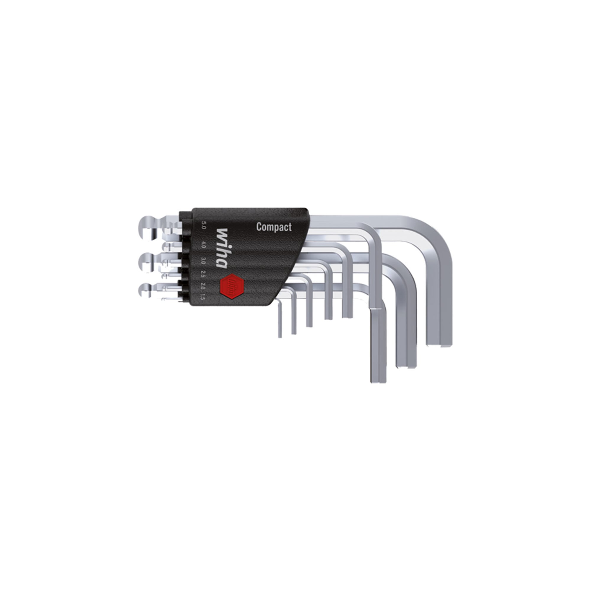 Stiftschlüssel Set im Compact Halter Sechskant-Kugelkopf 9-tlg. kurz, mattverchromt (40410) ; Wiha)