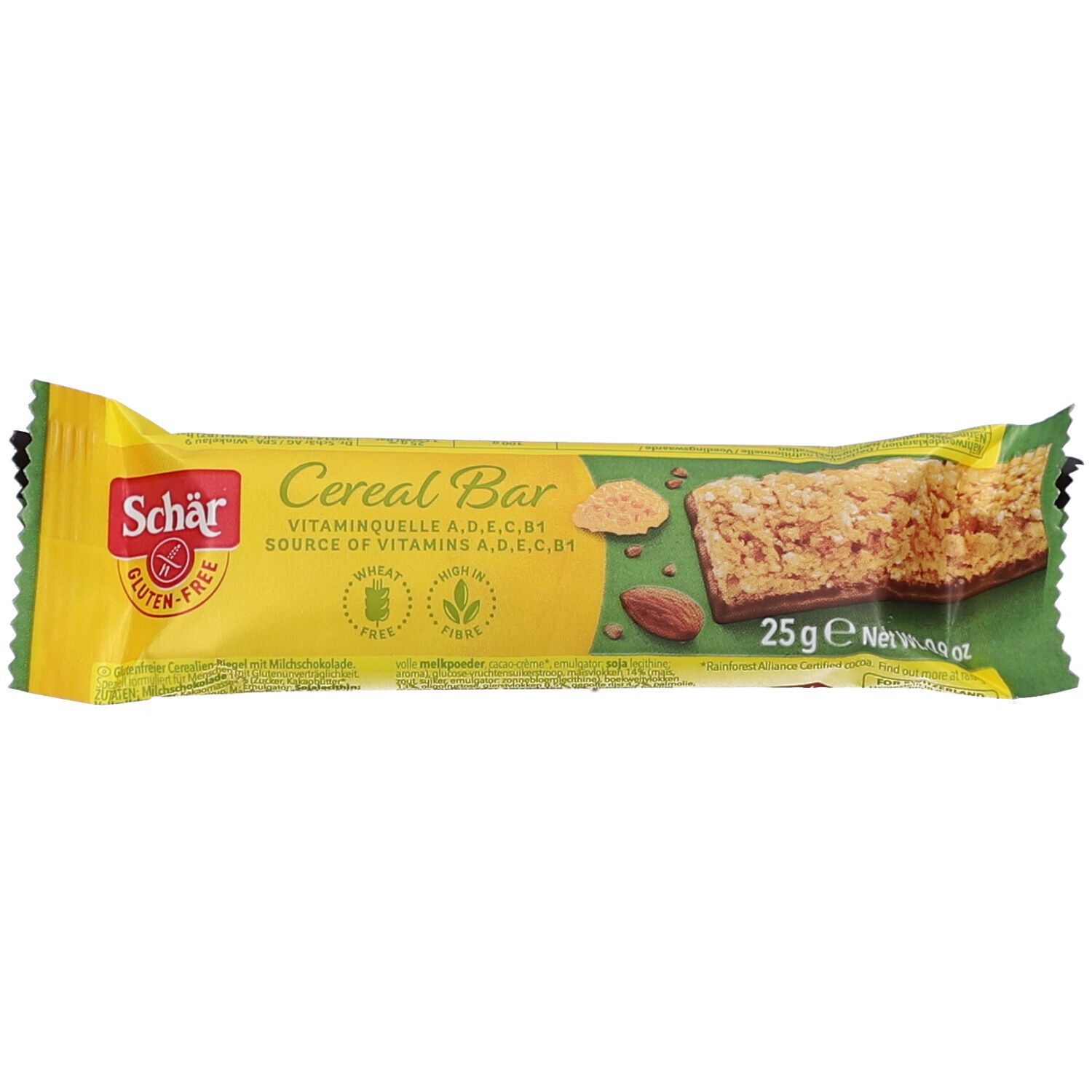 Schär Cereal Melkchocolade Reep 25 g Riegel