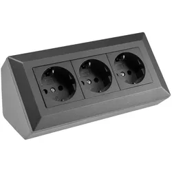 ChiliTec 3-fach Steckdosenblock, anthrazit 250V~/ 16A, Aufbaumontage
