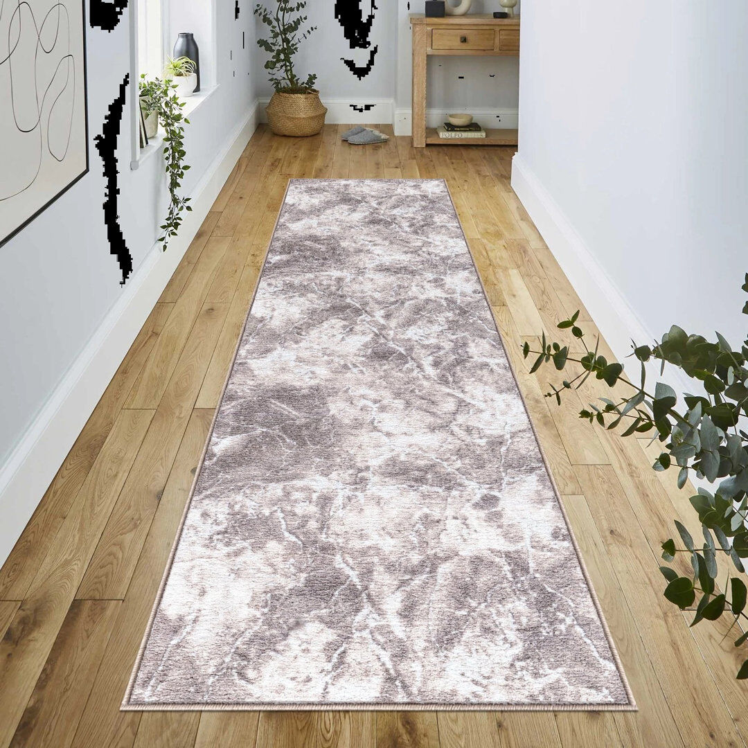 Metro Abstract and Marble Shag Beige Runner 80 x 300cm