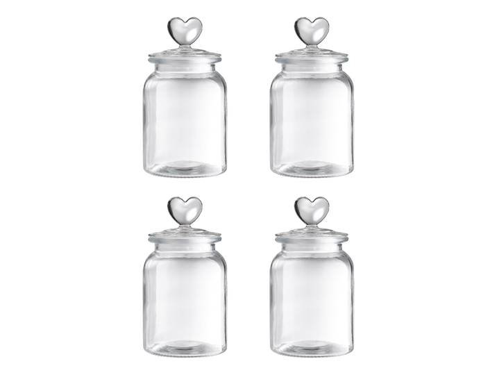 Pot de rangement SWEET HEART 4 pièces Ø 10cm Transparent