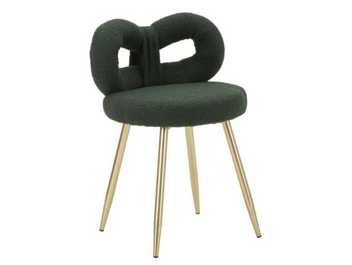 Chaise Mini Ilary rembourrée verte et or Ø40x67 cm assise h 46 cm - Réf. VK8681847411932