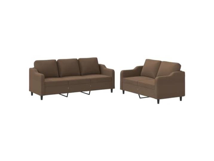 Coespram 2-tlg. Sofagarnitur mit Kissen Braun Polstersofa Set Bequeme Sitzgruppe fürs Wohnzimmer aus atmungsaktivem Polyestergewebe mit dicker Schaumstoffpolsterung für fünf Personen.