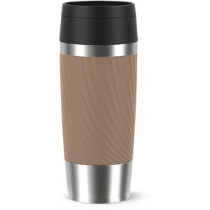 Emsa Thermobecher Travel Mug Classic Twist N2025300, braun, hält 4 h warm und 8 h kalt, Edelstahl doppelwandig, 360 ml