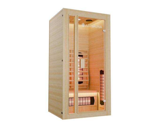 Artsauna Infrarotkabine Nyborg S90V mit Vollspektrumstrahlern, Naturfarben, Holz, 90x190x90 cm, Freizeit & Co, Wellness & Gesundheit, Infrarotkabinen
