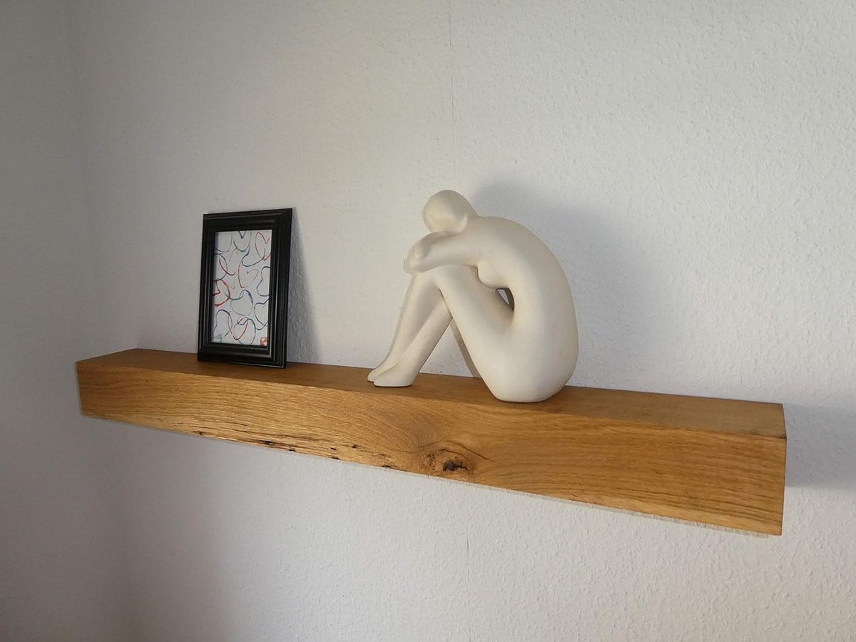 Rustieke massief eiken houten wandplank 100 cm geolied
