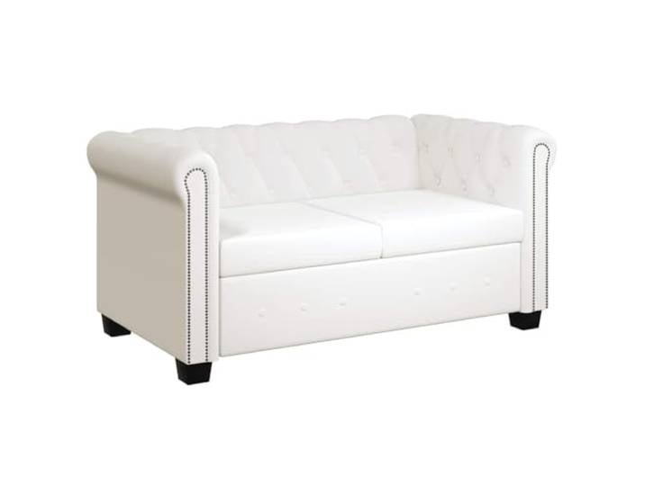 vidaXL Chesterfield-Sofa 2-Sitzer Kunstleder Weiß
