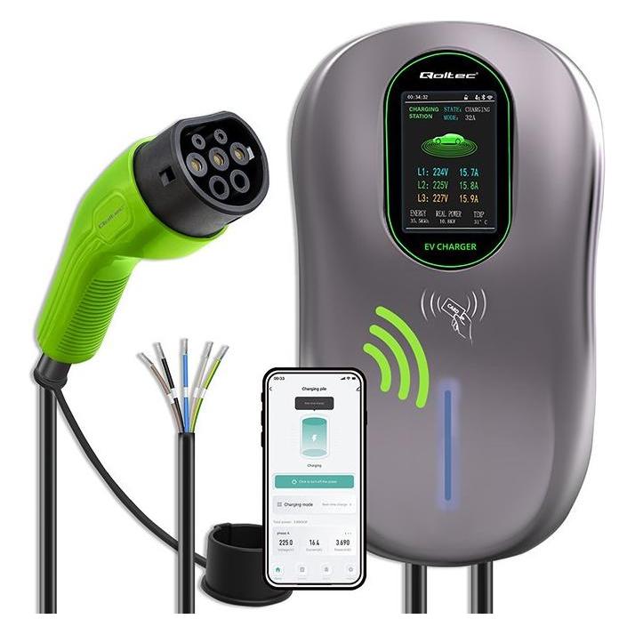 Qoltec Ladestation EV 2-in-1 (Typ 2, 32 A, 22 kW) (52430)