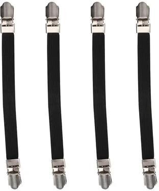 Uplift Treasures Elastic Bed Sheet Grippers Double Head Clips Set Of 4 black
