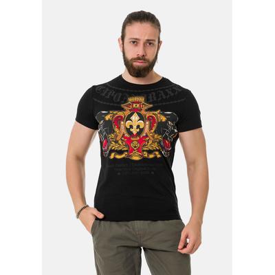 T-Shirt CIPO & BAXX "T-Shirt", Herren, Gr. L, schwarz, 95% Baumwolle, 5% Elasthan, bedruckt, regular fit, Rundhals, Shirts T-Shirt, mit Panther Print