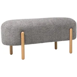 Bank Dayla aus Boucle-Stoff, modern skandinavisch, grau hellgrau, gepolstert, Gestell natur