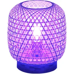 Bambus Nacht Tisch Lampe FERNBEDIENUNG Geflecht Leuchte dimmbar im Set inkl. RGB LED Leuchtmittel