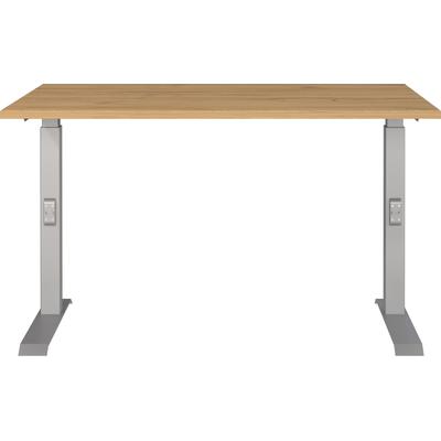 Schreibtisch GERMANIA "Downey", silber (grandson, eiche, nachbildung, silber, silber, grandson, eiche, nachbildung), B:120cm H:91cm T:80cm, Tische, Schreibtisch, höhenverstellbar von 68-91 cm, verfügbar in verschiedenen Breiten