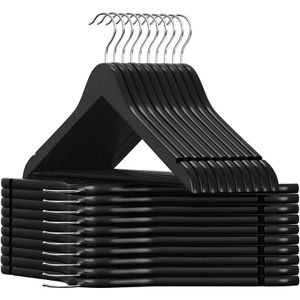 Songmics Kleiderbügel CRW02B-20, aus Ahornholz, schwarz, 44,5cm breit, 20 Stück
