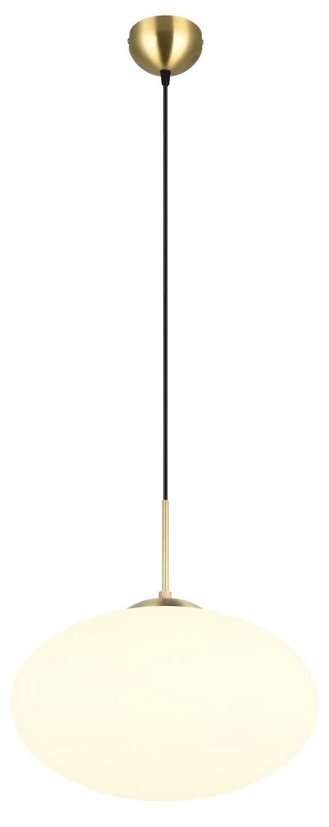 Hanglamp Trio Lighting Fomento, messing gesatineerd en wit, ovaal, E27