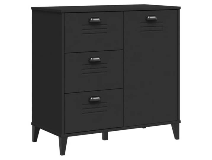 KGFHERENB Sideboard VIKEN Schwarz 80x40x80 cm Kommode mit Schubladen Industrieller Beistellschrank für Flur und Wohnzimmer mit 3 Schubladen und 1 Tür für strukturierte Aufbewahrung.