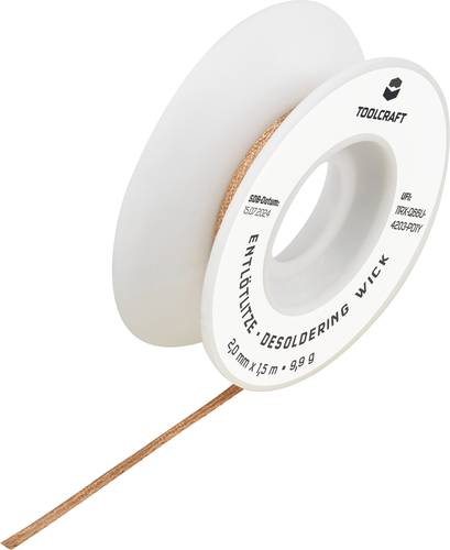 TOOLCRAFT ZD-180 Entlötlitze Länge 1.5m Breite 2.0mm Flussmittel getränkt