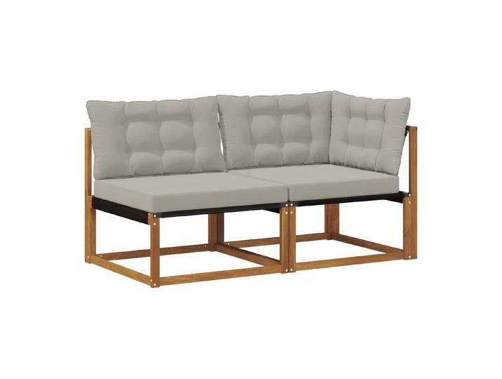 vidaXL Sofaelement 2 stk. Outdoor Mittel- und Ecksofa Massivholz Natur (2 St)
