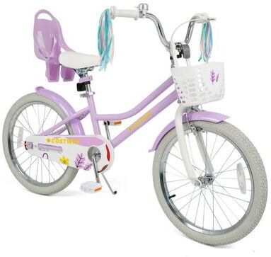 Costway 20 Inch Girls Bike Kids Bicycle with Doll Seat and Streamers for 8+ Years Old