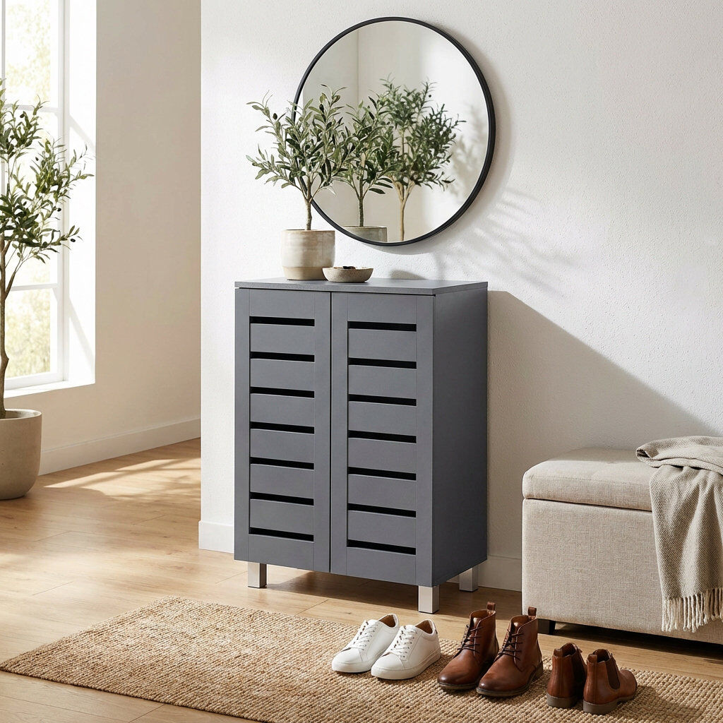 Brambly Cottage Euston 10 Pair Shoe Storage Cabinet Dark Grey 10