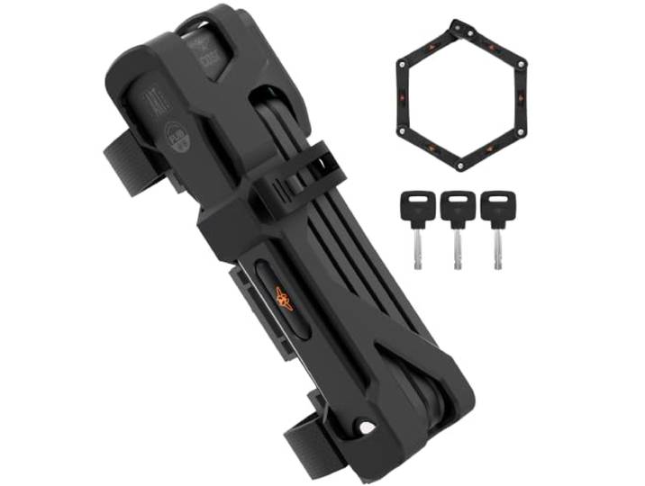 CASR Fold Pro FUB 2 ART 2 Antivol Vélo Pliant 80 cm avec Support Inclus Cadenas\, Acier Trempé\, Niveau 10/12\, 80 cm\, 3 Fixations\, 3 Clés\, Étanche et Résistant à la Corrosion