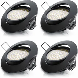 Brandson, Einbauleuchte, 4x LED Deckenspot, dimmbar & schwenkbar, Einbaustrahler, Einbauleuchte, Einbauspot, schwarz, 4er Set (Aluminium)