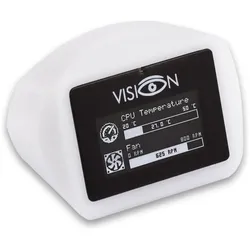 Aqua Computer VISION Glow Tischgerät mit IR-Empfänger und Temp.-Messung, Wasserkühlung Überwachung, Weiss, Schwarz