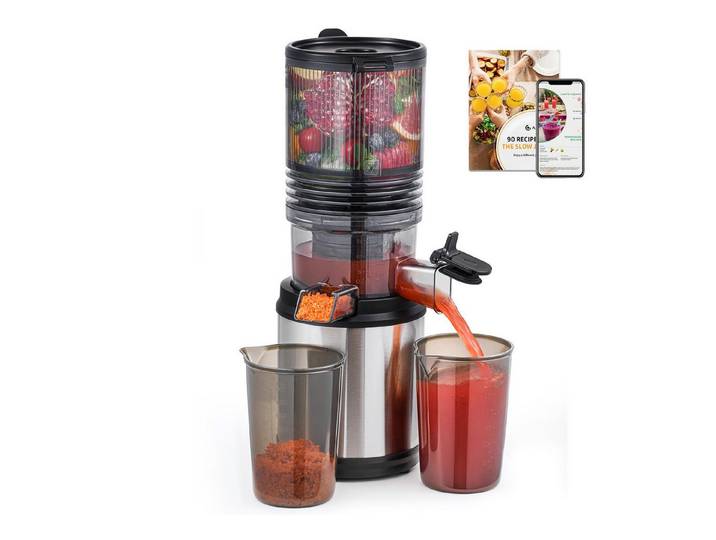 AMZCHEF Zentrifugenentsafter JE-7OT8, 250 W, 150mm Extra-Breitem Einfüllschacht, 2L Entsafter für Gemüse und Obst