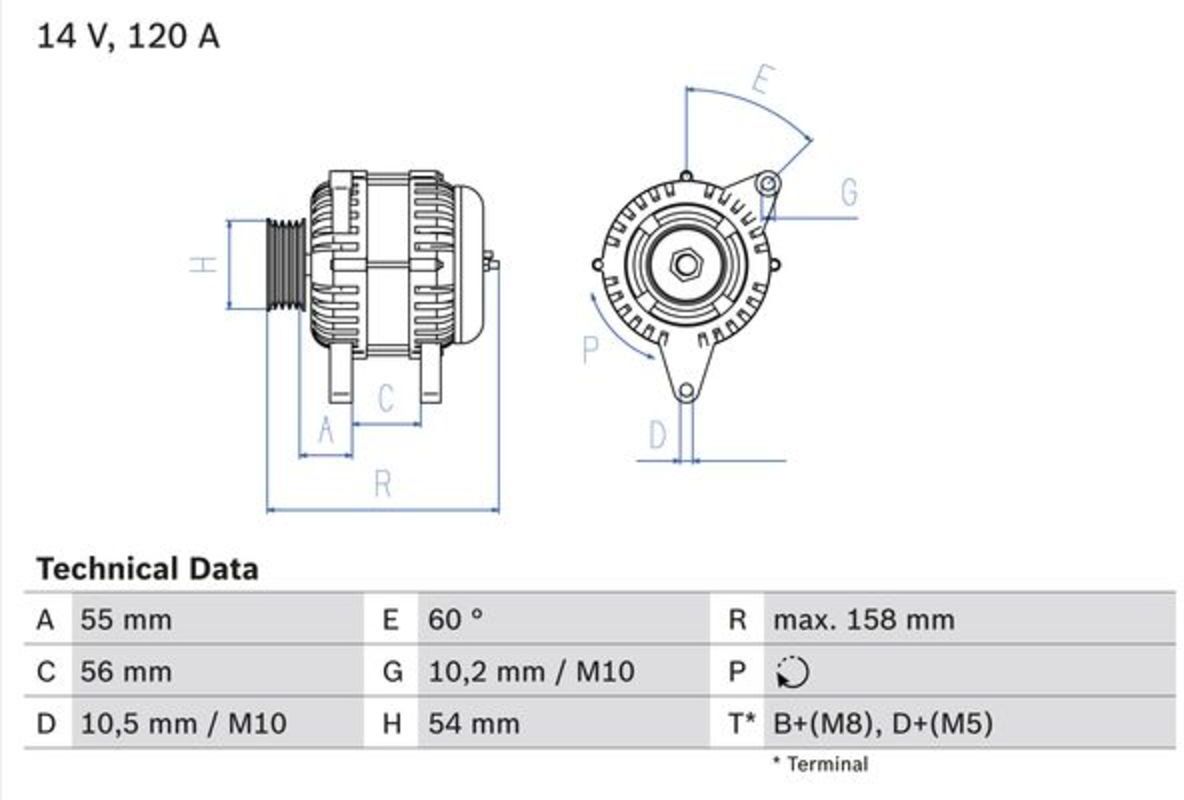 Bosch Generatore di corrente rotante 0 986 044 410