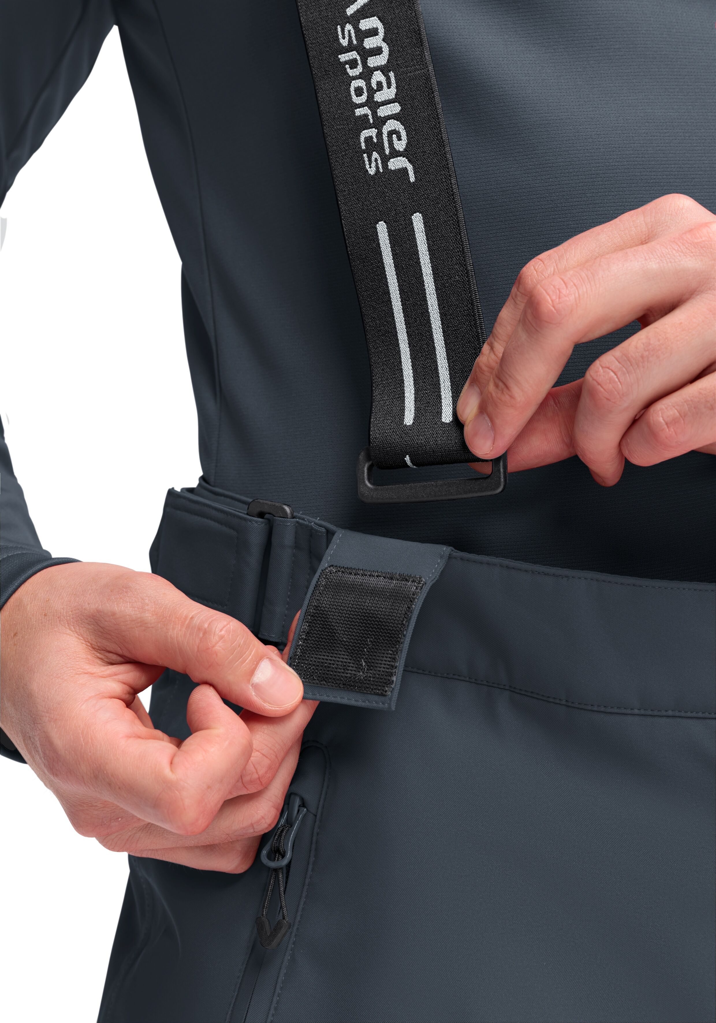 Skihose MAIER SPORTS "Anton 2.1", Herren, Gr. 24, Kurzgrössen, grau, 100% Polyester, Hosen Skihose, Herren Schneehose mit Hosenträgern, wind/wasserdicht, Regular Fit grau 24, Kurzgrössen