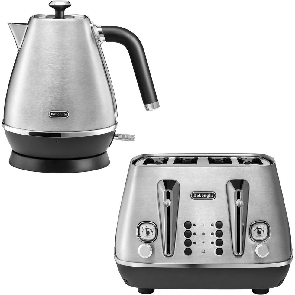 DeLonghi Distinta X 1.7L Kettle & 4 Slice Toaster Stainless Steel Stainless Steel 1.7L