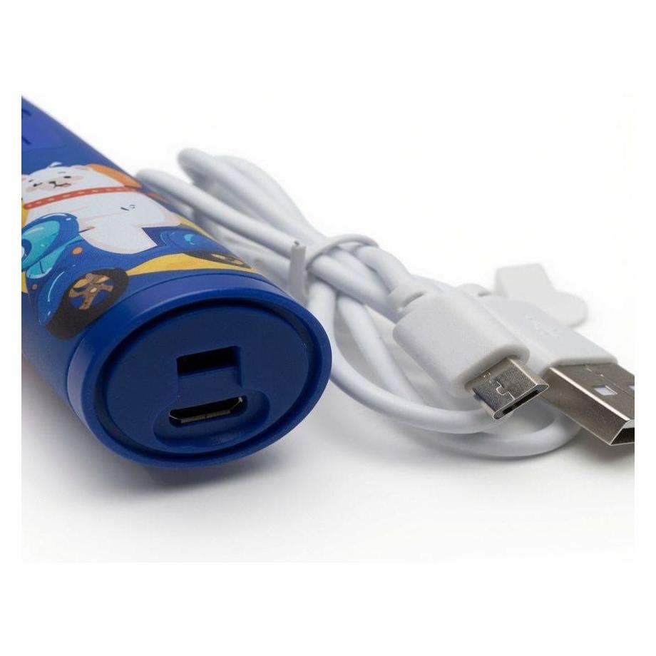 iLike Wiederaufladbare Schallzahnbürste für Kinder, USB-Aufladung, 3 Bürstenköpfe (1 + 2 Ersatzköpfe) (ILIKE)