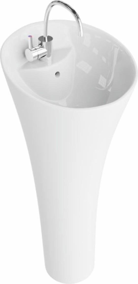 Casa Padrino Luxus Waschbecken Hochglanz Weiß H. 95 cm - Freistehendes Waschbecken