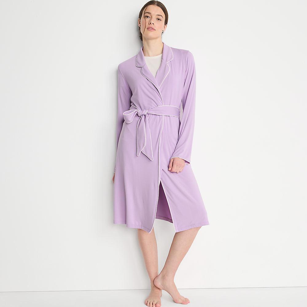 Bademantel mit Paspeln für Damen, Damen, size: regular, Lila, Elasthan/Viskose-Mischung, by Lands' End