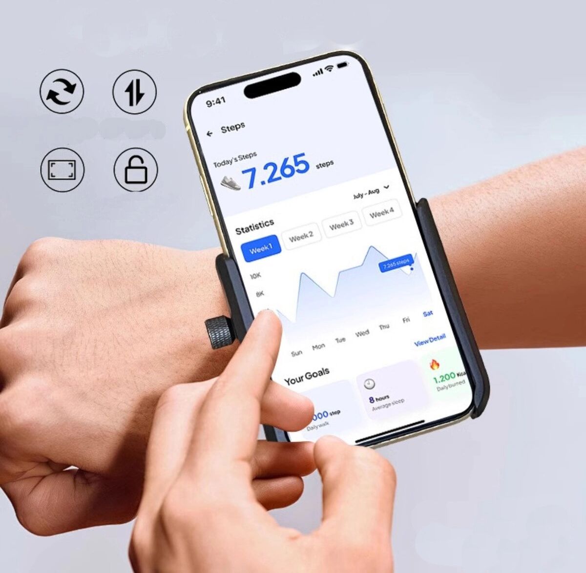 INF Support de téléphone poignet et bras - Bracelet et brassard amovibles 360° rotatif avec verrou à molette, pour téléphones