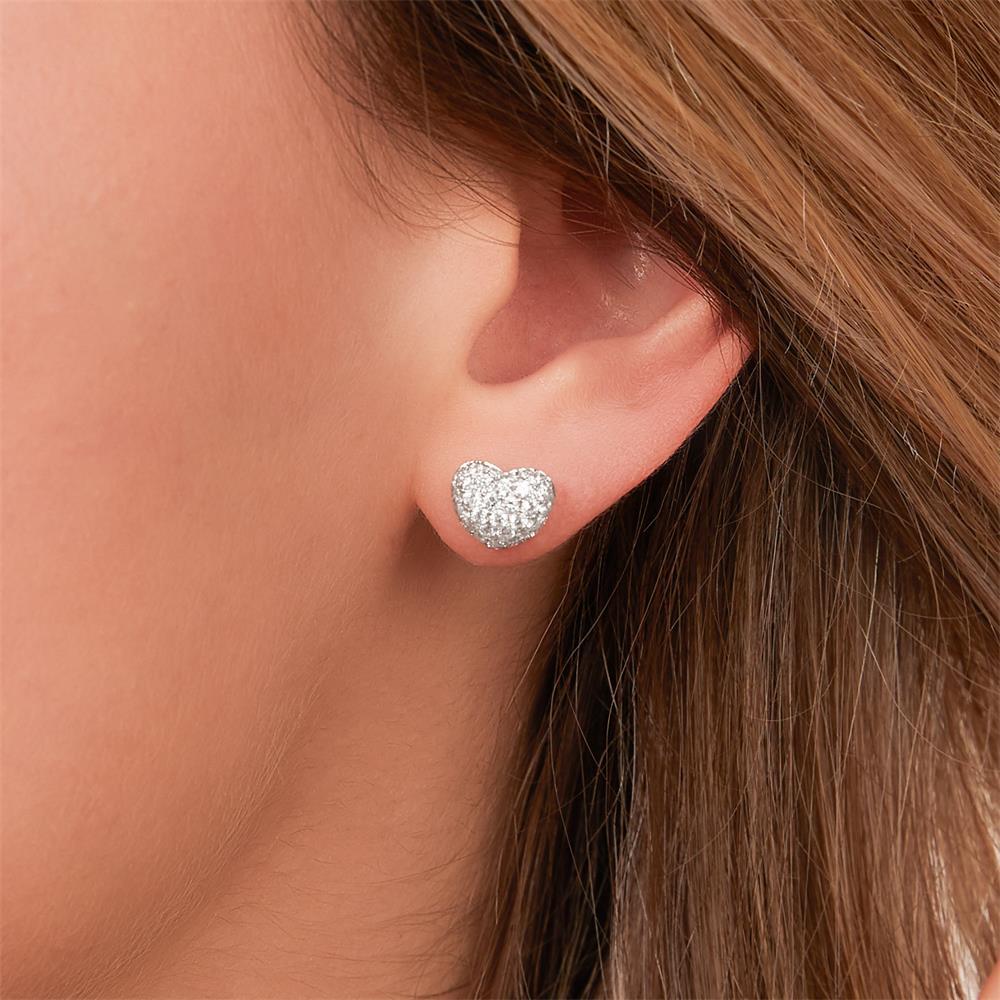 Unique Herz Ohrstecker aus 18K Weißgold, Brillanten, 1,15 ct. silber