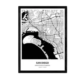 POSTER Karte Von San Diego - Usa A3 Rahmenlos