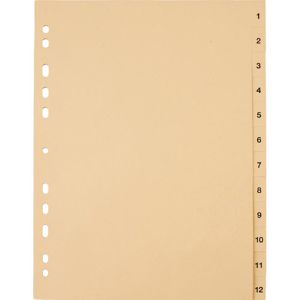 Register 1-12, A4, 12-teilig, Papier chamois