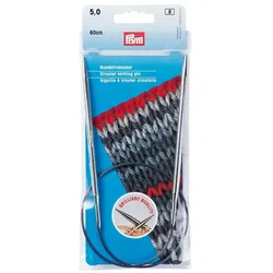 Prym Rundstricknadel Messing, silber 5.00 mm, 60 cm, Beutel, Nadel, Silber