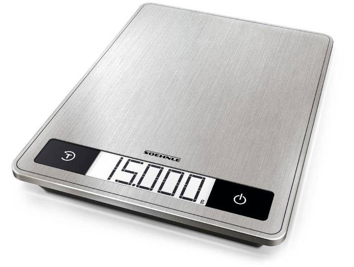 Küchenwaage SOEHNLE Profi 200 , silber (edelstahlfarben), B:17,5cm H:1,6cm L:24cm, Edelstahl, Glas, Küchenwaagen, Küchenwaage, LCD Anzeige
