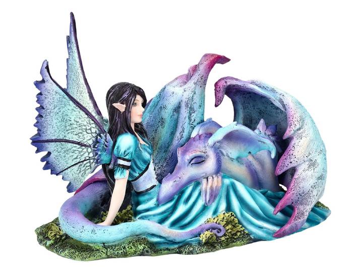 Figuren Shop GmbH Fantasy-Figur Elfen Figur mit Drache - Let Sleeping Dragons Lie - Amy Brown Fee Deko